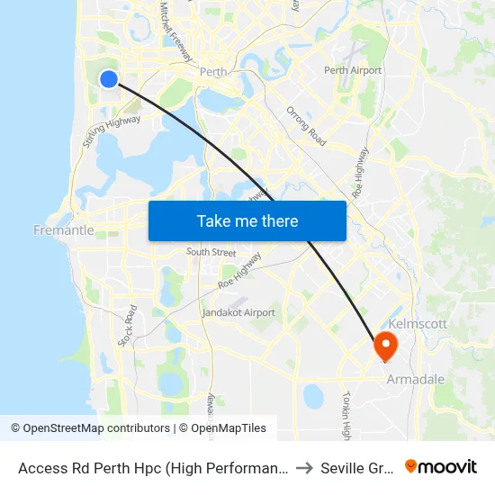 Access Rd Perth Hpc (High Performance Ctr) to Seville Grove map