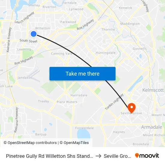 Pinetree Gully Rd Willetton Shs Stand 1 to Seville Grove map
