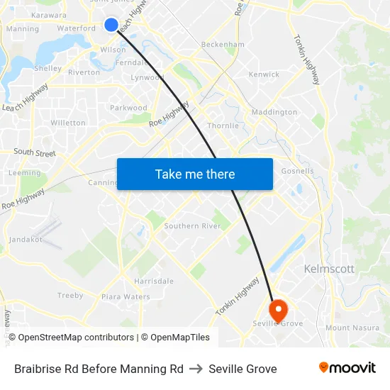 Braibrise Rd Before Manning Rd to Seville Grove map