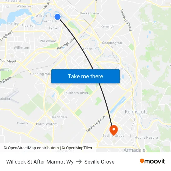 Willcock St After Marmot Wy to Seville Grove map