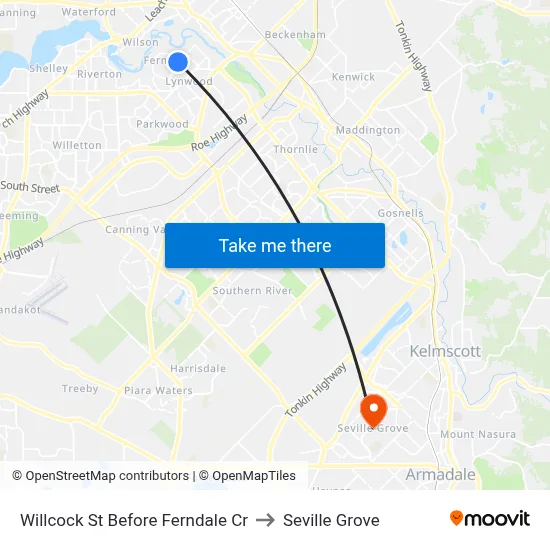 Willcock St Before Ferndale Cr to Seville Grove map