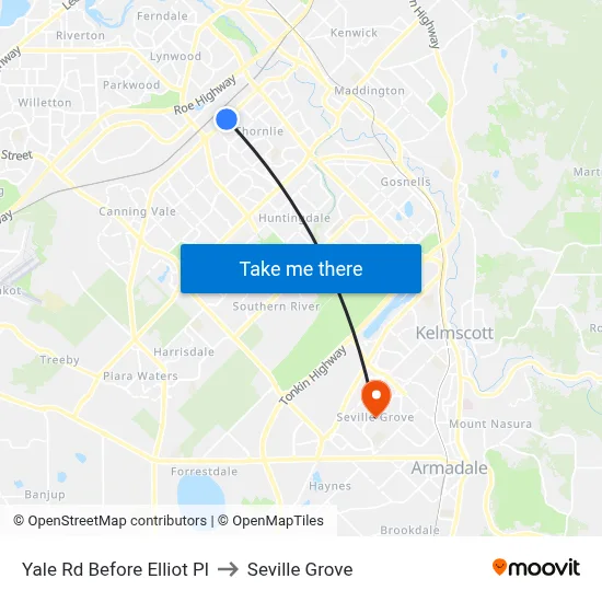 Yale Rd Before Elliot Pl to Seville Grove map