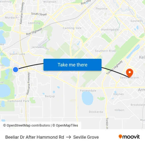 Beeliar Dr After Hammond Rd to Seville Grove map