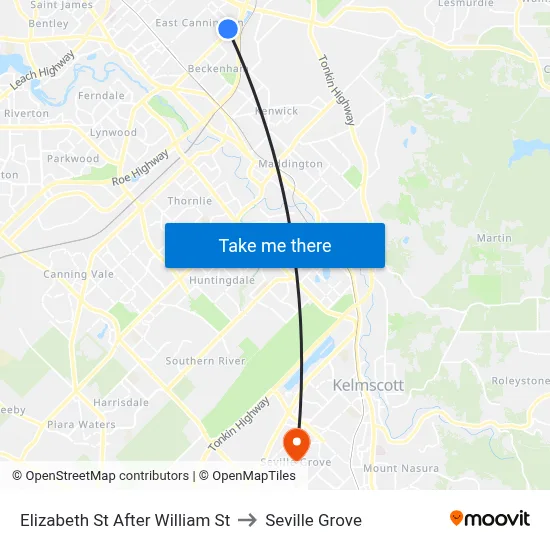 Elizabeth St After William St to Seville Grove map