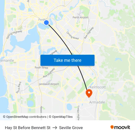 Hay St Before Bennett St to Seville Grove map