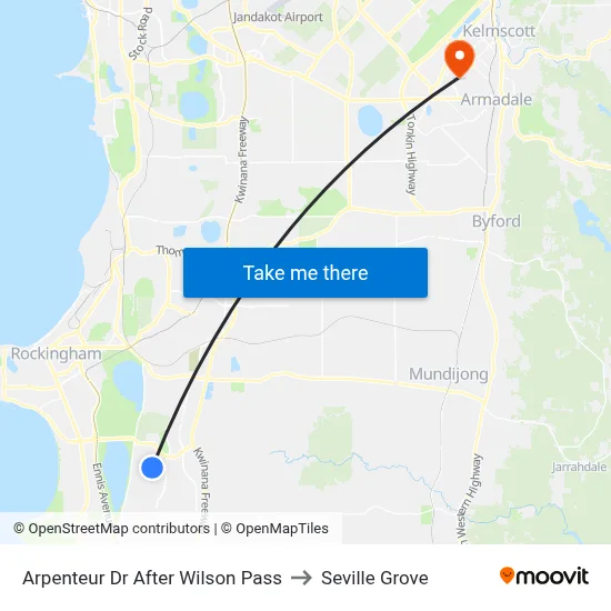 Arpenteur Dr After Wilson Pass to Seville Grove map
