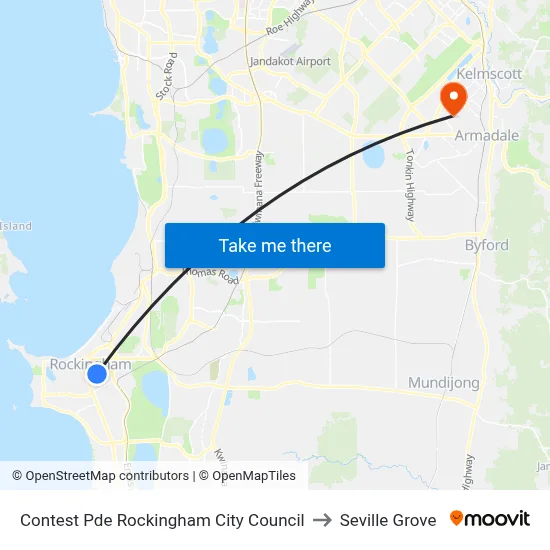 Contest Pde Rockingham City Council to Seville Grove map