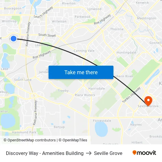 Discovery Way - Amenities Building to Seville Grove map