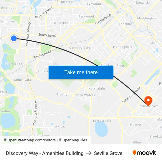 Discovery Way - Amenities Building to Seville Grove map