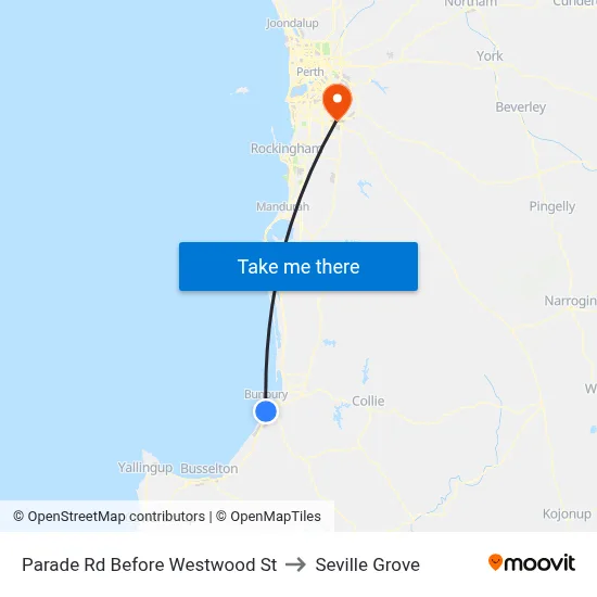 Parade Rd Before Westwood St to Seville Grove map