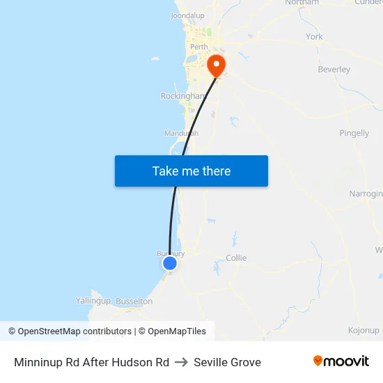 Minninup Rd After Hudson Rd to Seville Grove map