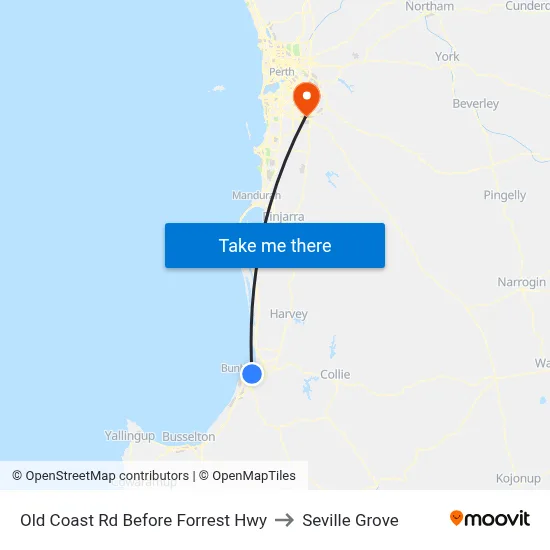 Old Coast Rd Before Forrest Hwy to Seville Grove map