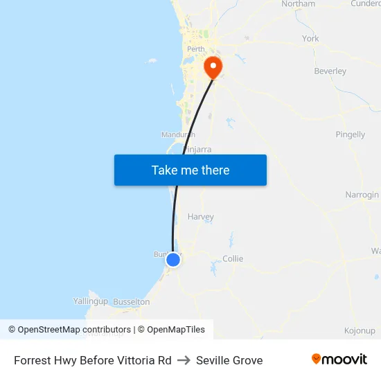 Forrest Hwy Before Vittoria Rd to Seville Grove map