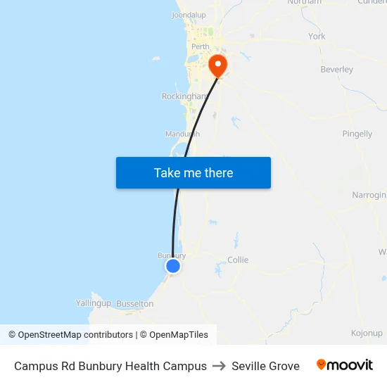 Campus Rd Bunbury Health Campus to Seville Grove map