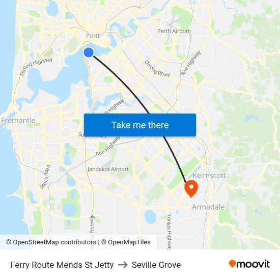 Ferry Route Mends St Jetty to Seville Grove map