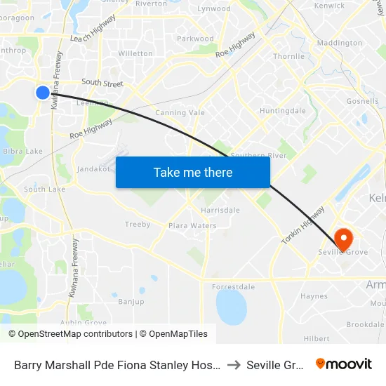 Barry Marshall Pde Fiona Stanley Hospital to Seville Grove map