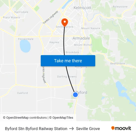 Byford Stn Byford Railway Station to Seville Grove map
