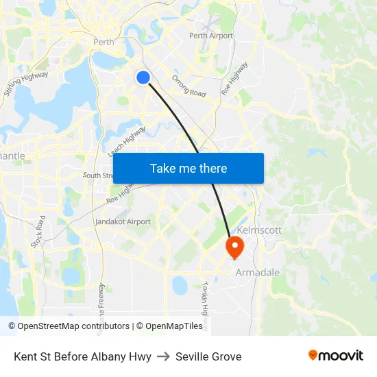 Kent St Before Albany Hwy to Seville Grove map