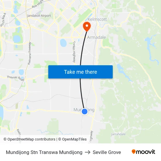 Mundijong Stn Transwa Mundijong to Seville Grove map
