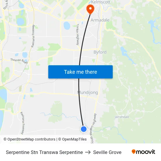 Serpentine Stn Transwa Serpentine to Seville Grove map