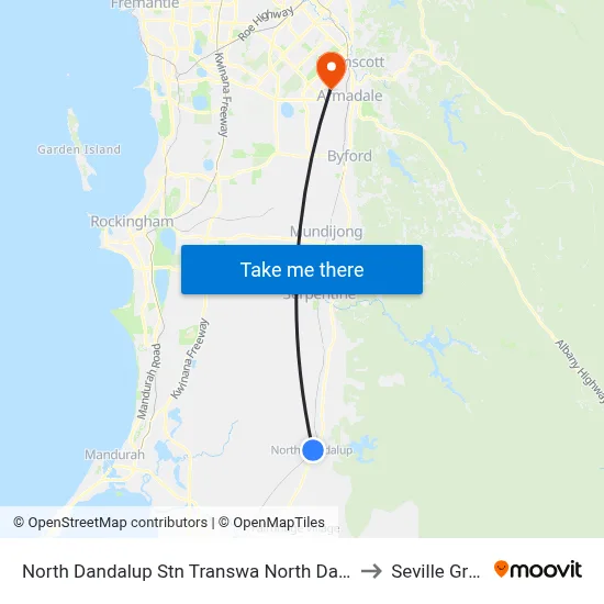 North Dandalup Stn Transwa North Dandalup to Seville Grove map