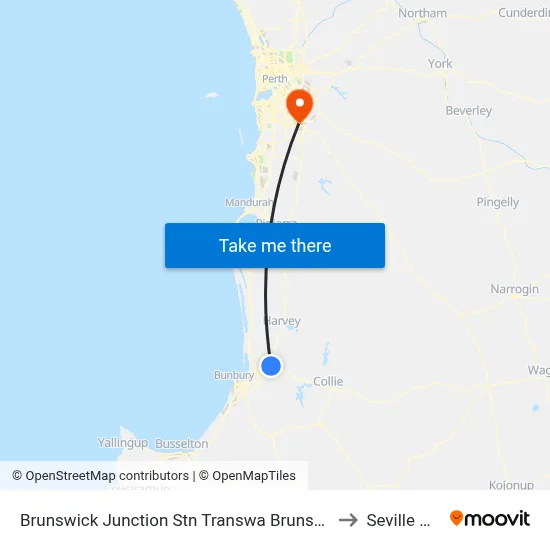 Brunswick Junction Stn Transwa Brunswick Junction to Seville Grove map