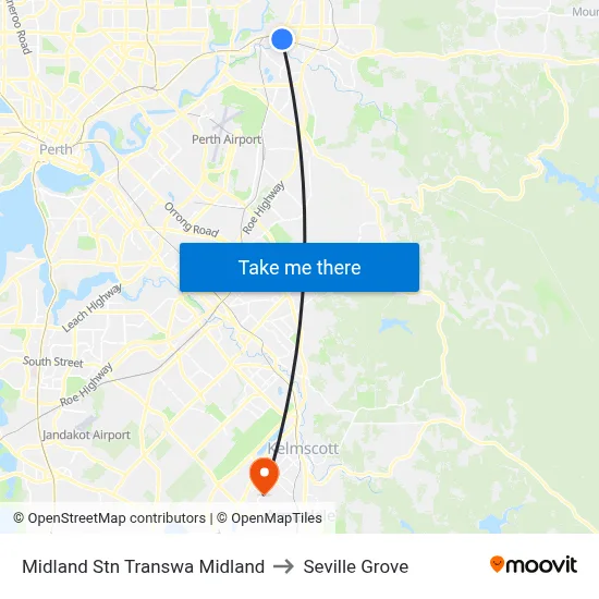 Midland Stn Transwa Midland to Seville Grove map