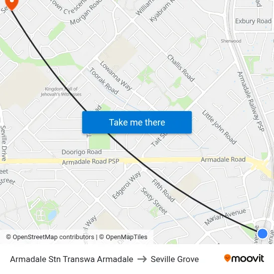 Armadale Stn Transwa Armadale to Seville Grove map