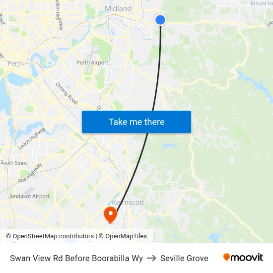 Swan View Rd Before Boorabilla Wy to Seville Grove map