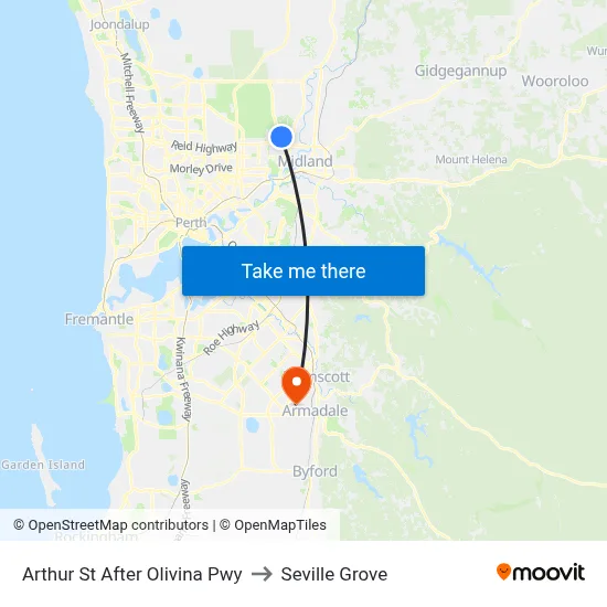 Arthur St After Olivina Pwy to Seville Grove map