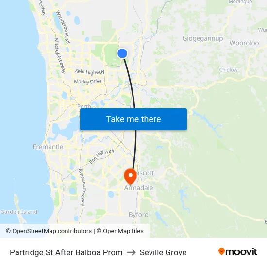 Partridge St After Balboa Prom to Seville Grove map