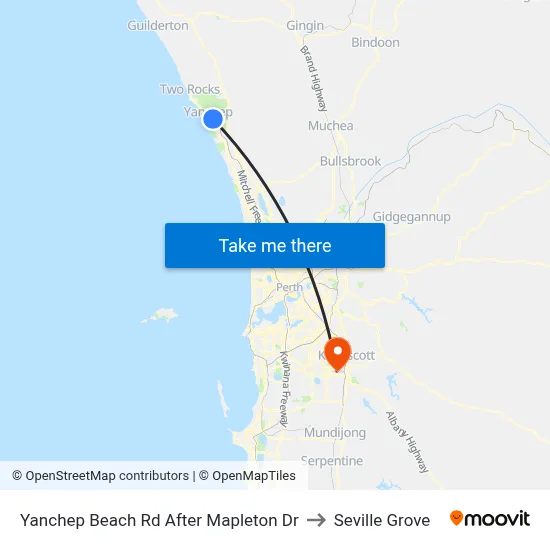 Yanchep Beach Rd After Mapleton Dr to Seville Grove map