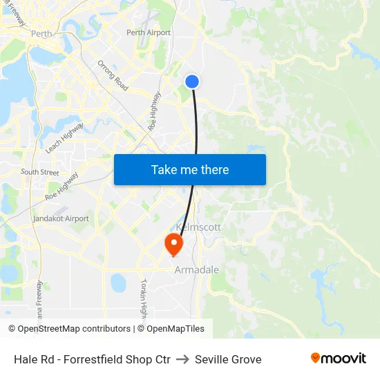 Hale Rd - Forrestfield Shop Ctr to Seville Grove map