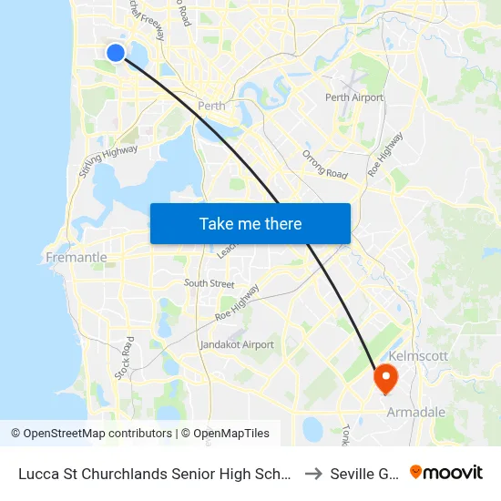 Lucca St Churchlands Senior High School Stand 3 to Seville Grove map