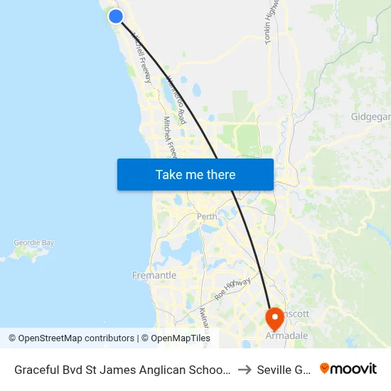 Graceful Bvd St James Anglican School - Stand 2 to Seville Grove map