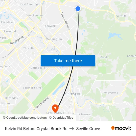 Kelvin Rd Before Crystal Brook Rd to Seville Grove map