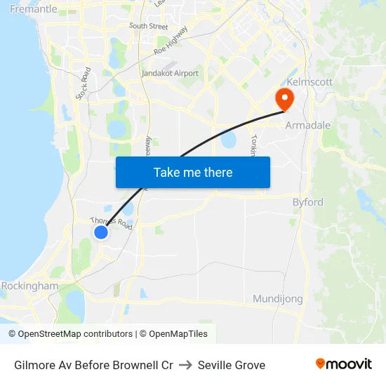 Gilmore Av Before Brownell Cr to Seville Grove map