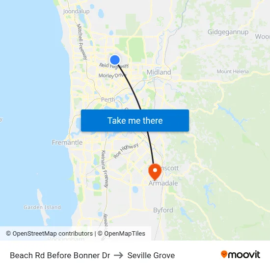 Beach Rd Before Bonner Dr to Seville Grove map