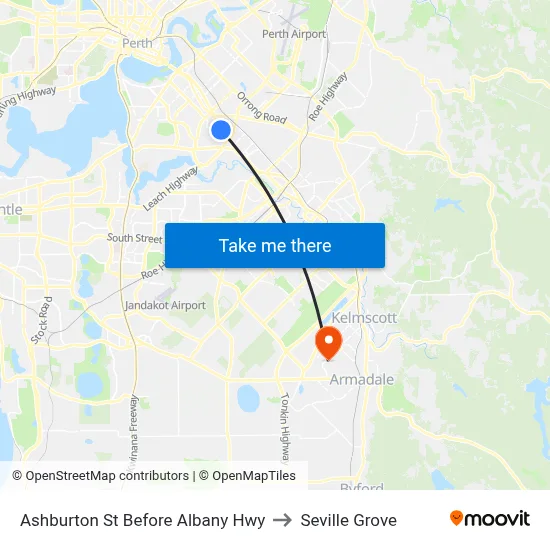 Ashburton St Before Albany Hwy to Seville Grove map