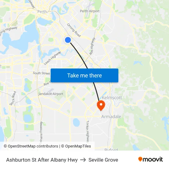 Ashburton St After Albany Hwy to Seville Grove map
