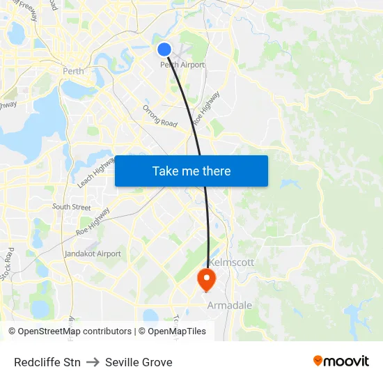 Redcliffe Stn to Seville Grove map
