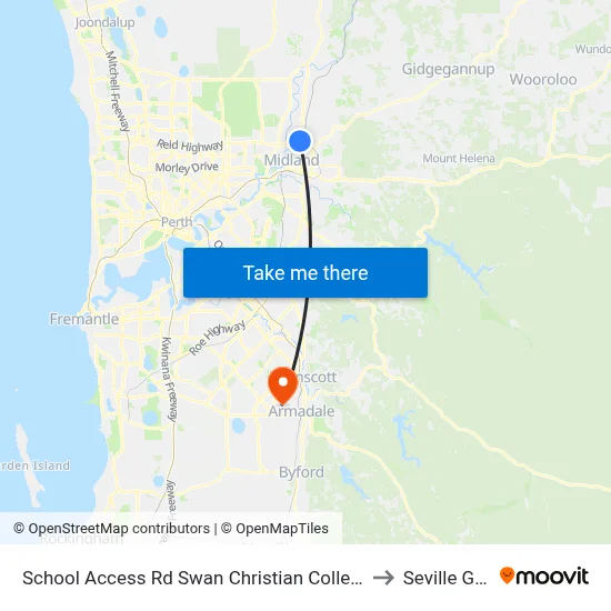 School Access Rd Swan Christian College Stand 1 to Seville Grove map