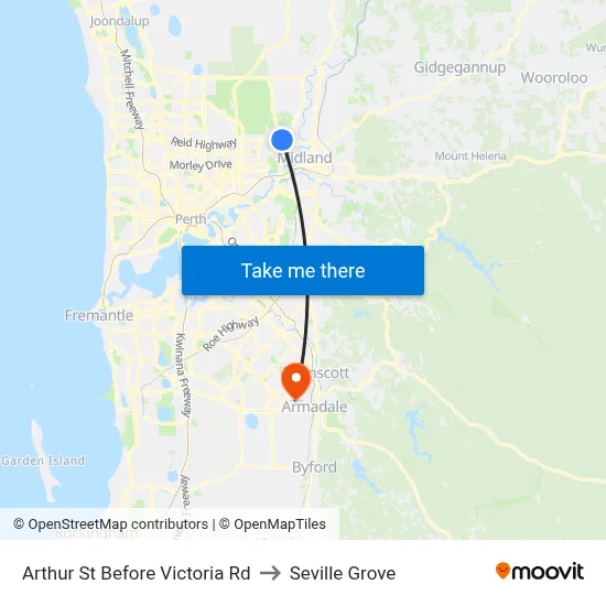 Arthur St Before Victoria Rd to Seville Grove map