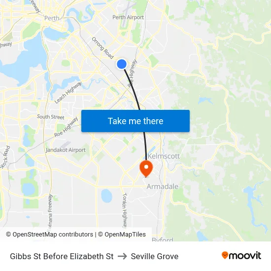 Gibbs St Before Elizabeth St to Seville Grove map