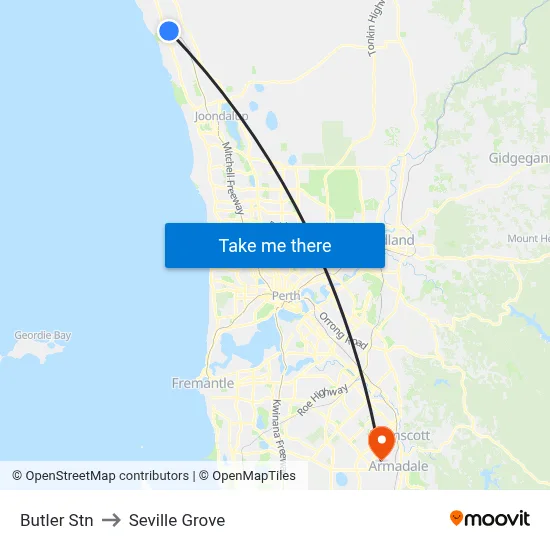 Butler Stn to Seville Grove map