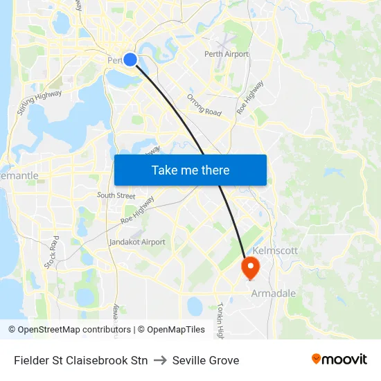 Fielder St Claisebrook Stn to Seville Grove map