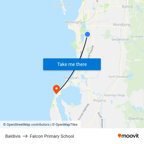 Baldivis to Falcon Primary School map