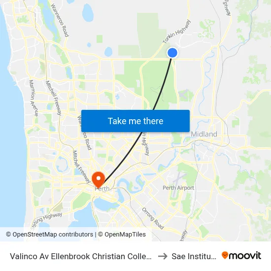 Valinco Av Ellenbrook Christian College to Sae Institute map