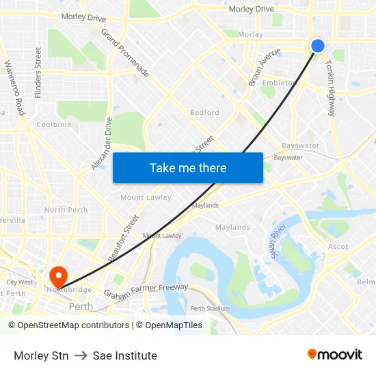 Morley Stn to Sae Institute map