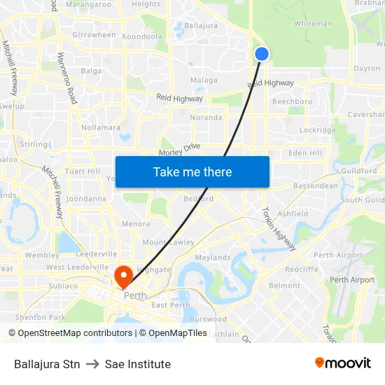 Ballajura Stn to Sae Institute map